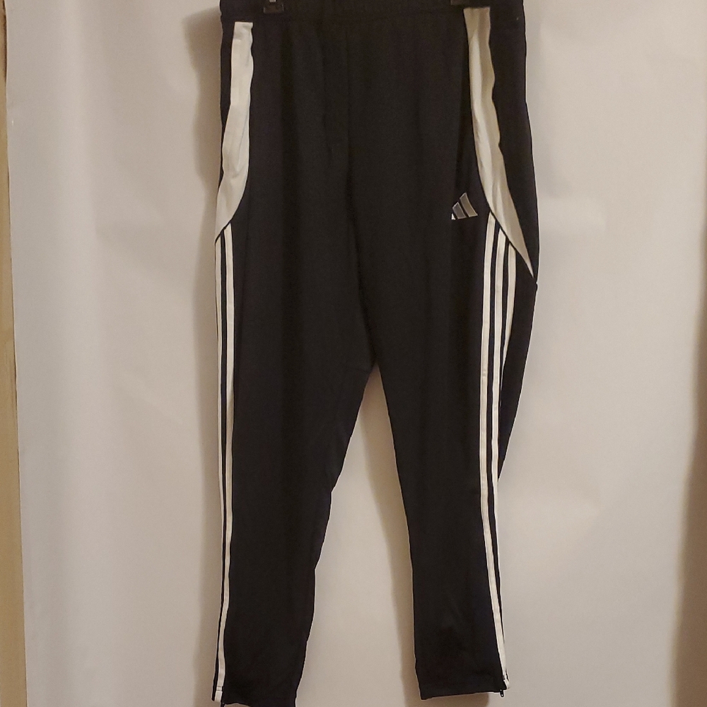adidas Black Track Pants with White Side Stripes